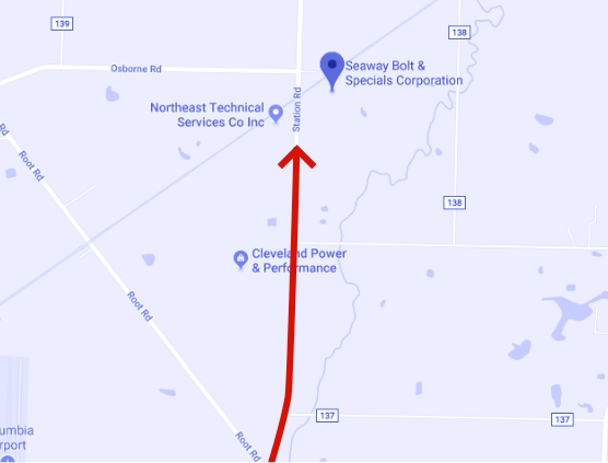 Map of Truck Route to Seaway Bolt